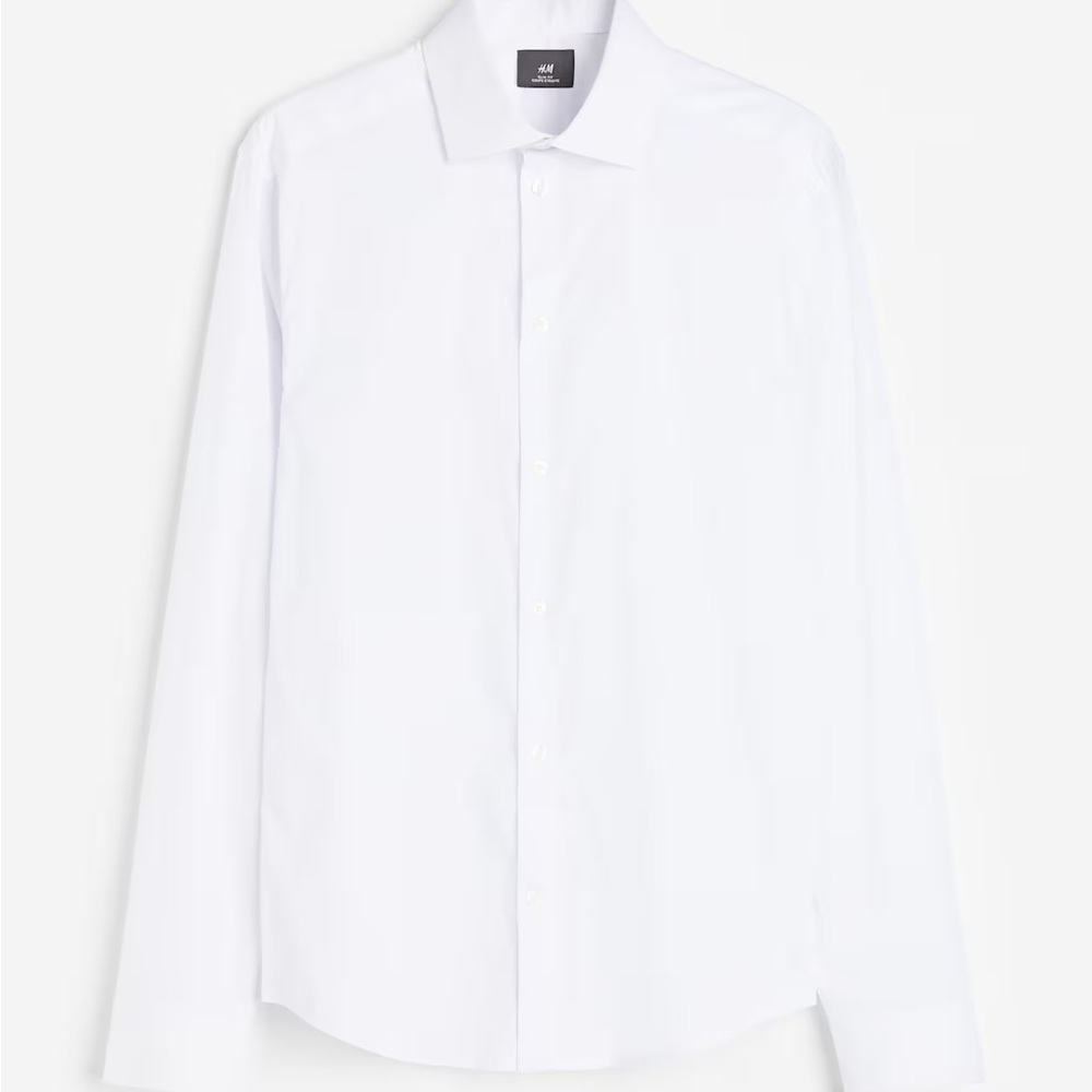 NWT H&M Slim Fit Stretch Cutaway Collar White Dress Shirt